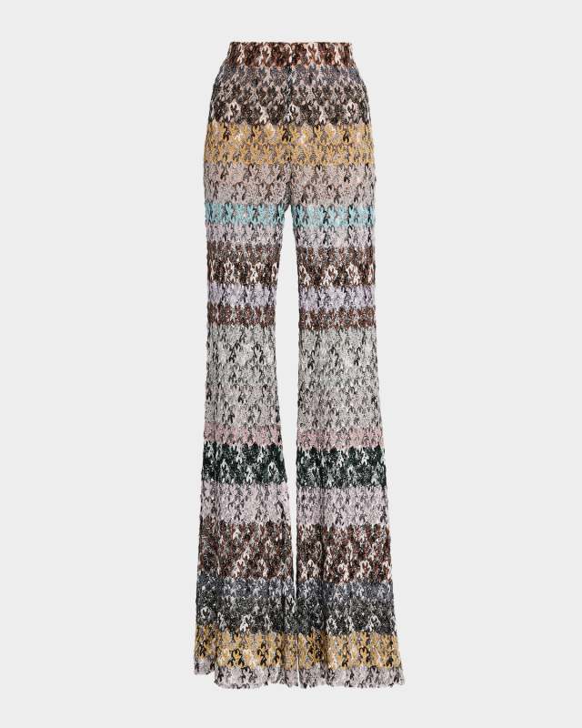 Metallic Lace Flare Trousers